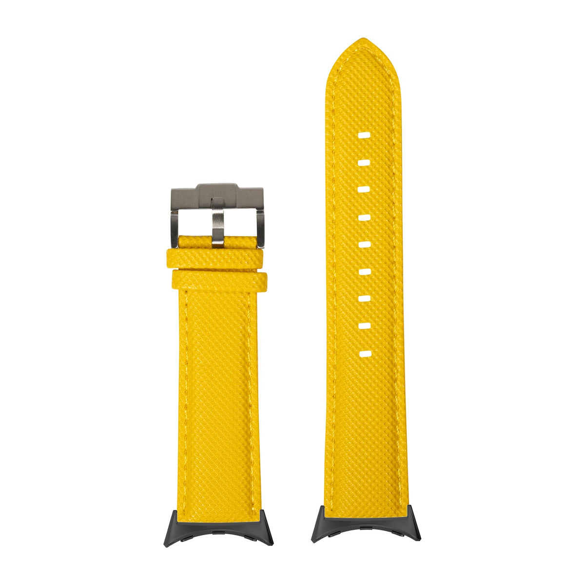 Sailcloth - Yellow with Google Pixel Spring Bar Adapters - Wear Any 20mm Strap! for Pixel Watch 3-5 45mm