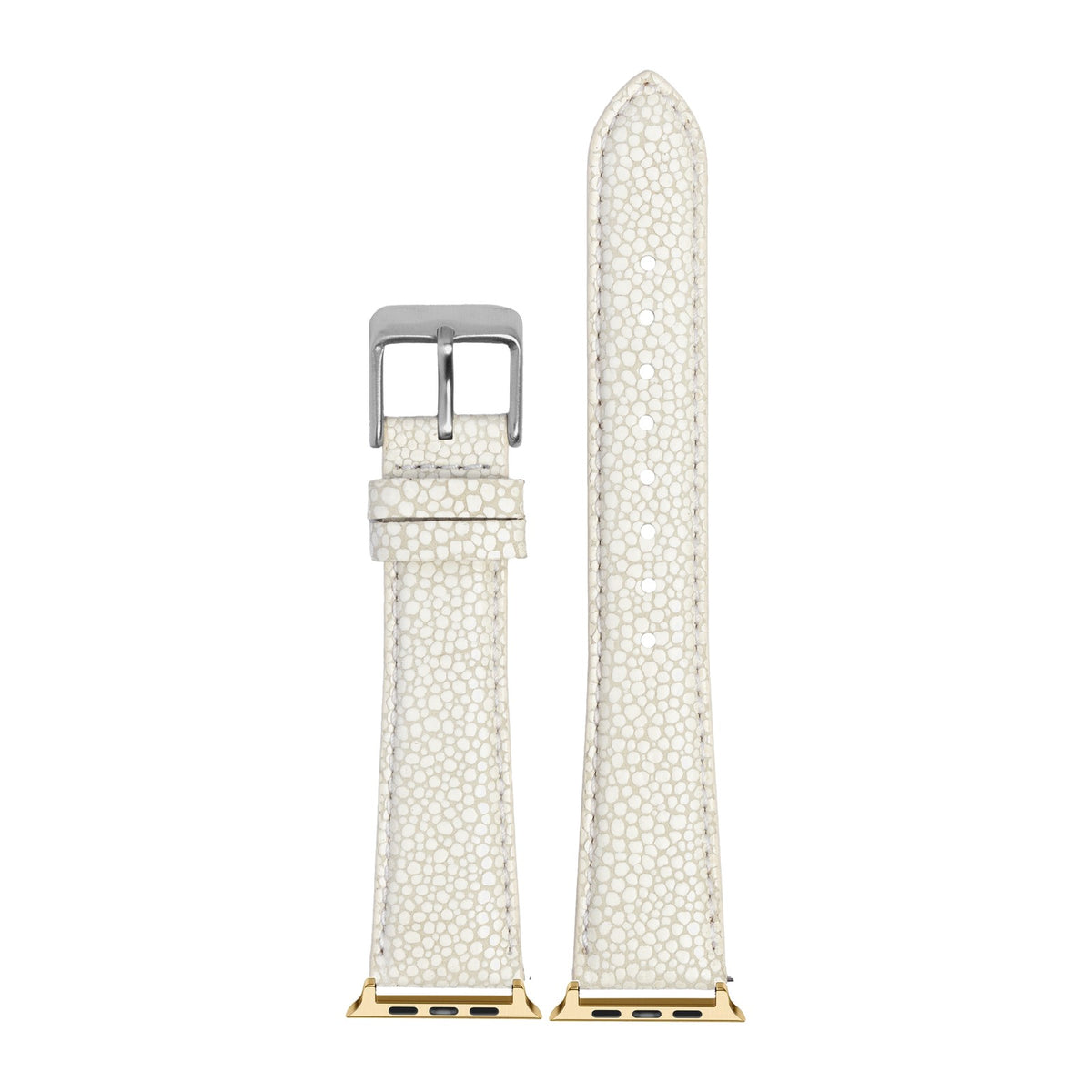 Faux Stingray - White Gold with Connecters - Spring Bar Type for Apple Watch