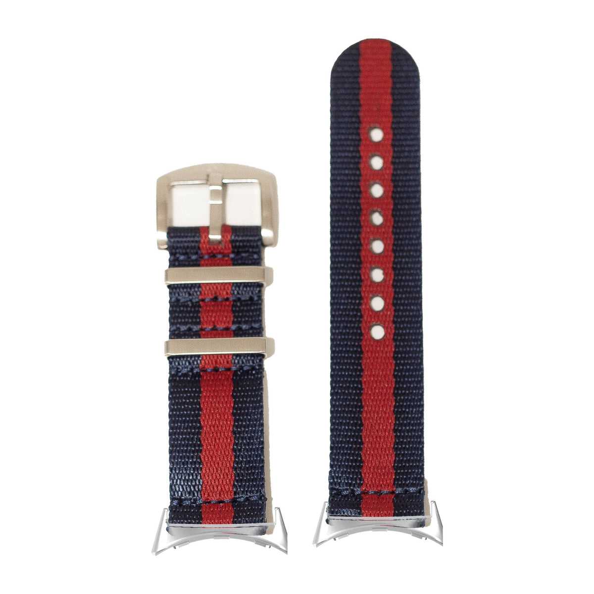 Supreme Militex - Blue / Red Silver with Google Pixel Spring Bar Adapters - Wear Any 20mm Strap! for Pixel Watch 1-5 41mm