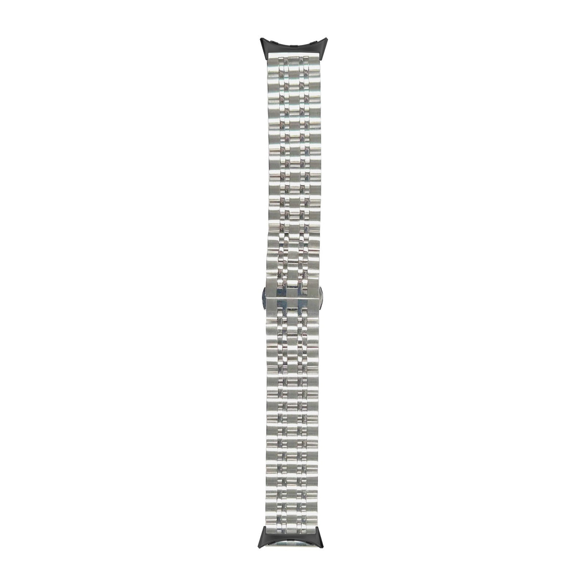 Steel Bracelet (Silver) - Deployment Clasp 2 Black with Google Pixel Spring Bar Adapters - Wear Any 20mm Strap! for Pixel Watch 3-5 45mm