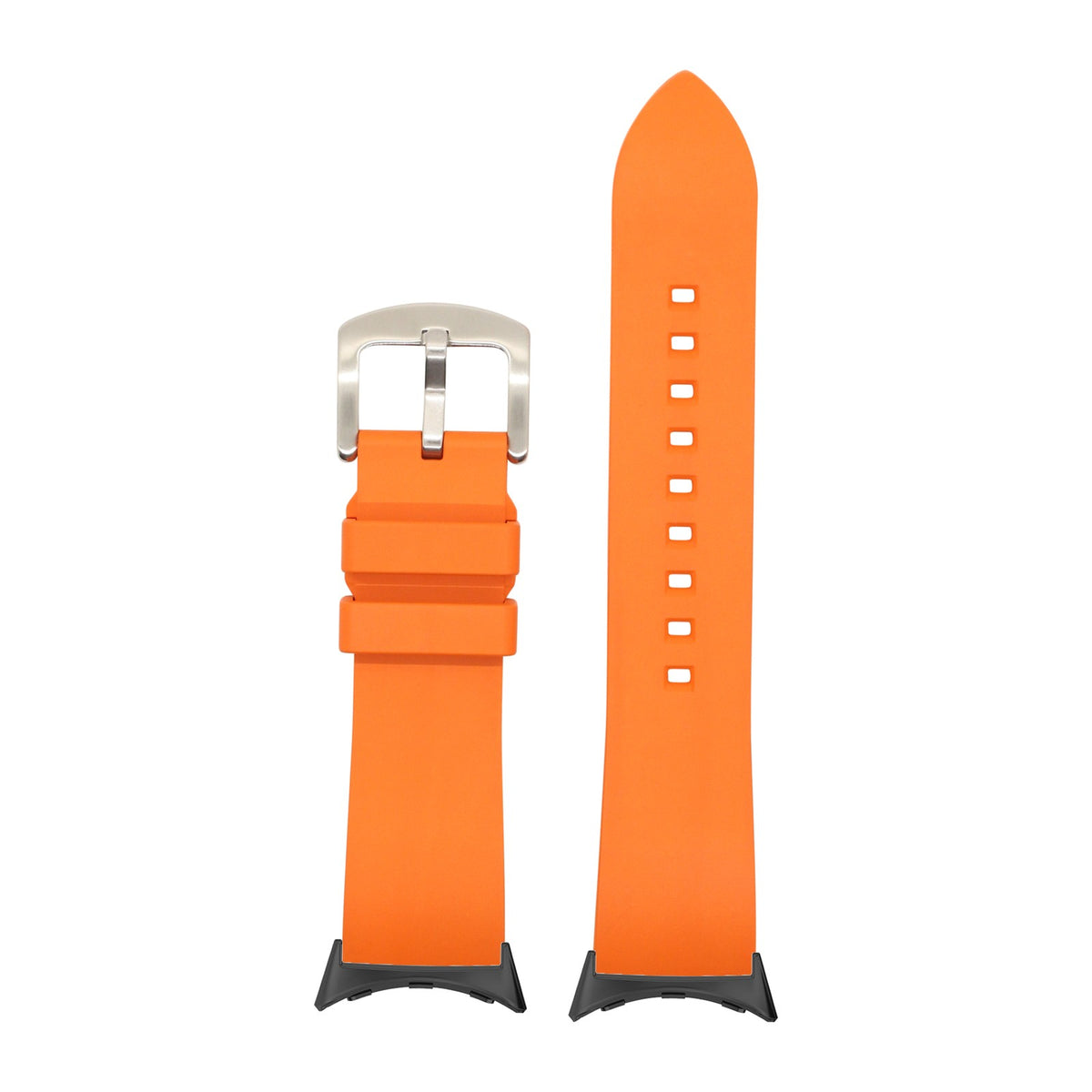 Prairie FKM Rubber - Orange with Google Pixel Spring Bar Adapters - Wear Any 20mm Strap! for Pixel Watch 3-5 45mm