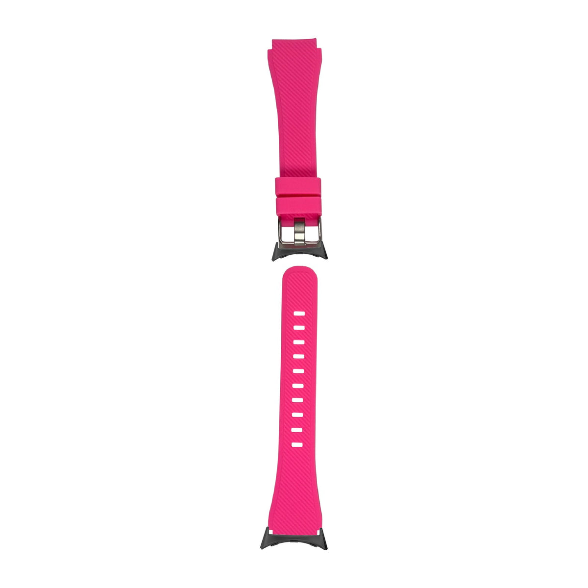 Flexi Silicone Barbie Pink Black with Google Pixel Spring Bar Adapters - Wear Any 20mm Strap! for Pixel Watch 3-5 45mm