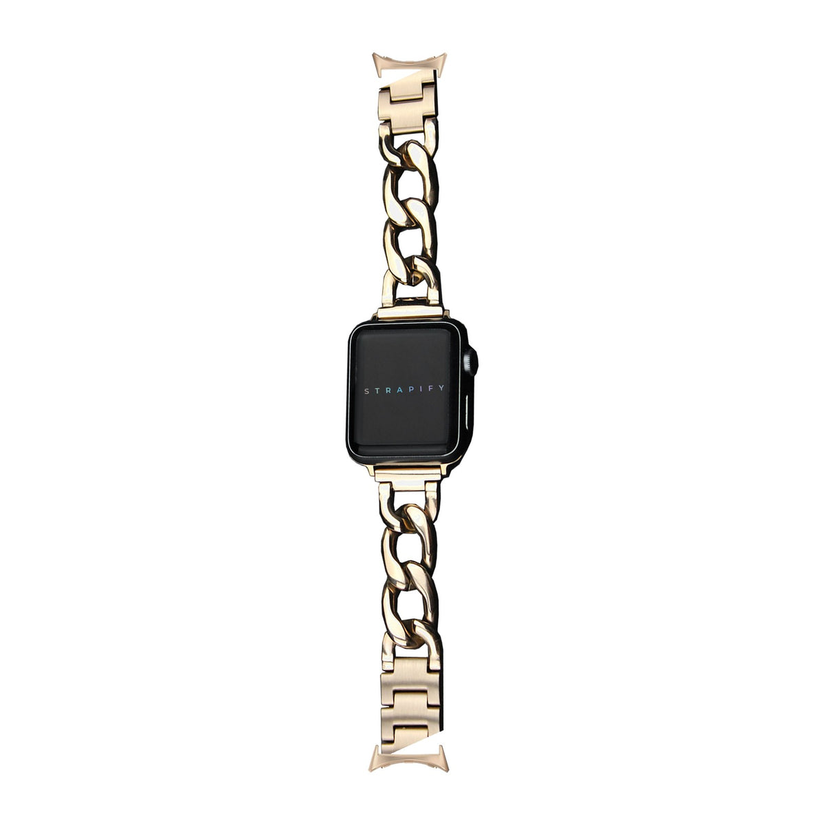 Chain Link Bracelet - Gold Rose Gold with Google Pixel Spring Bar Adapters - Wear Any 20mm Strap! for Pixel Watch 3-5 45mm