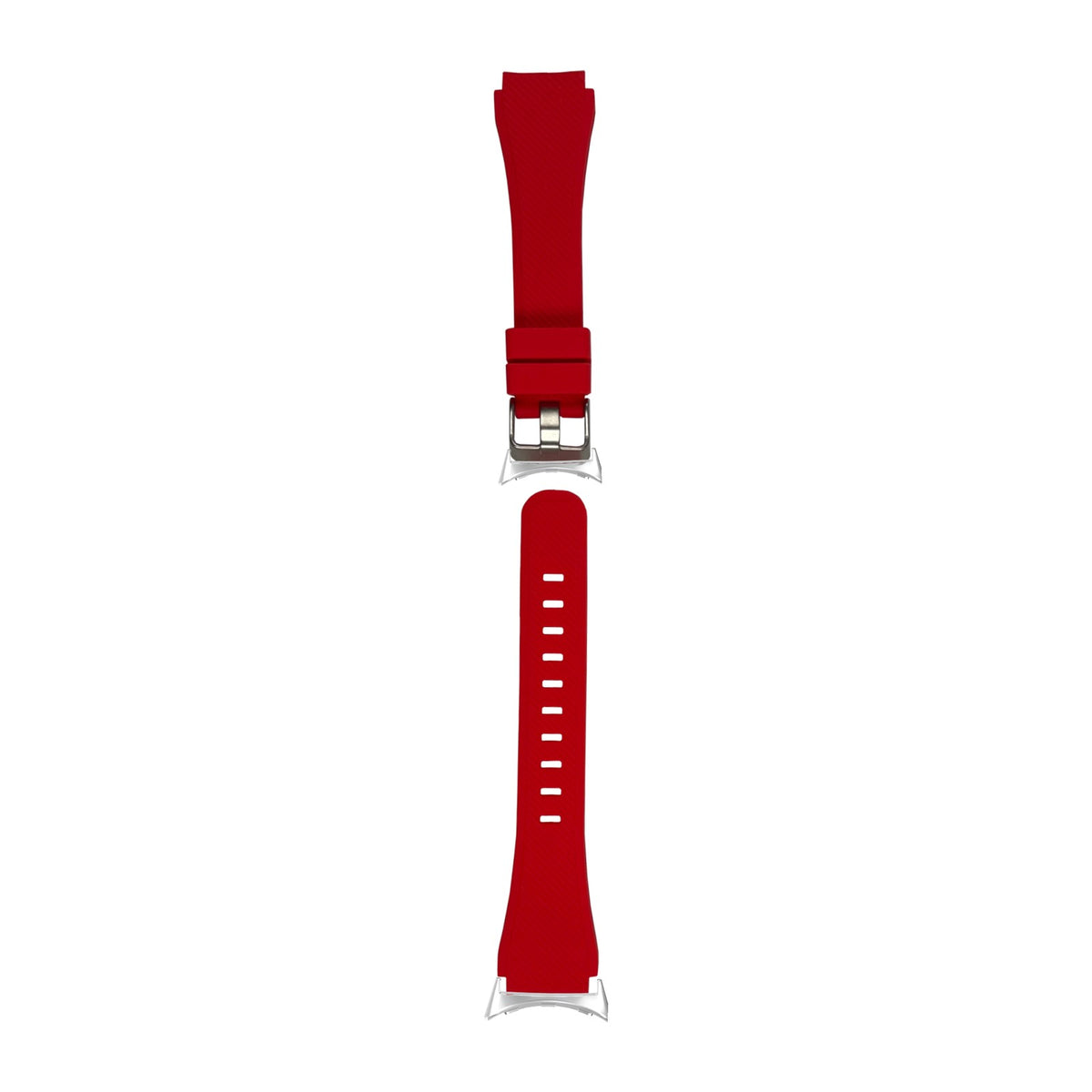 Flexi Silicone Red Silver with Google Pixel Spring Bar Adapters - Wear Any 20mm Strap! for Pixel Watch 3-5 45mm