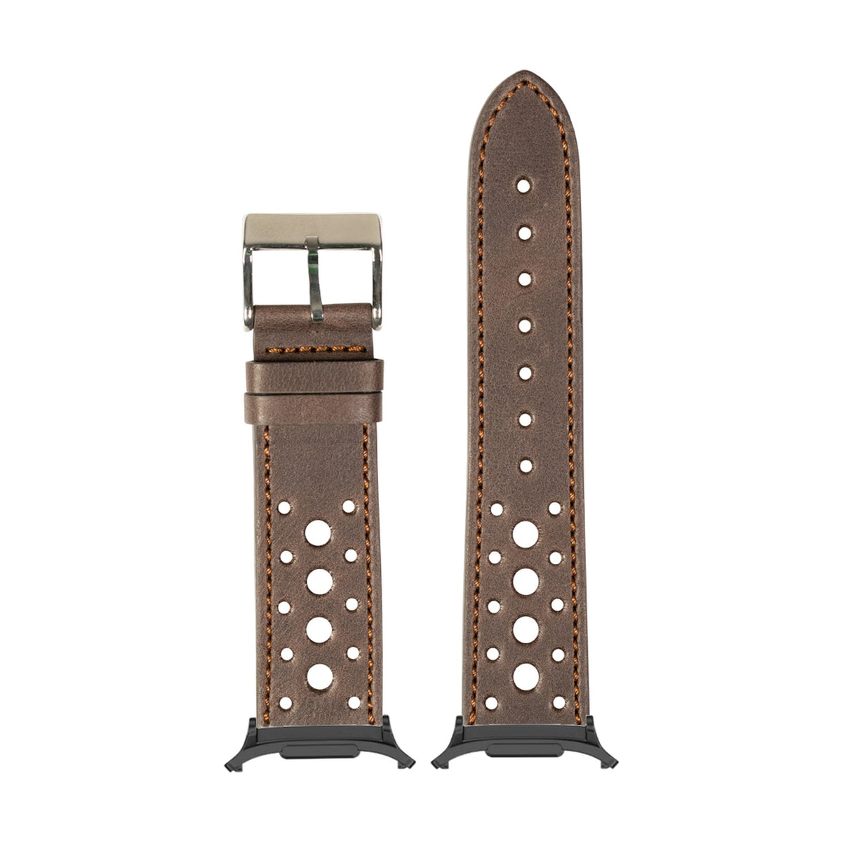 Leather - Daytona - Dark Brown for the Galaxy Watch 8, 9 and Ultra with adapter fitted