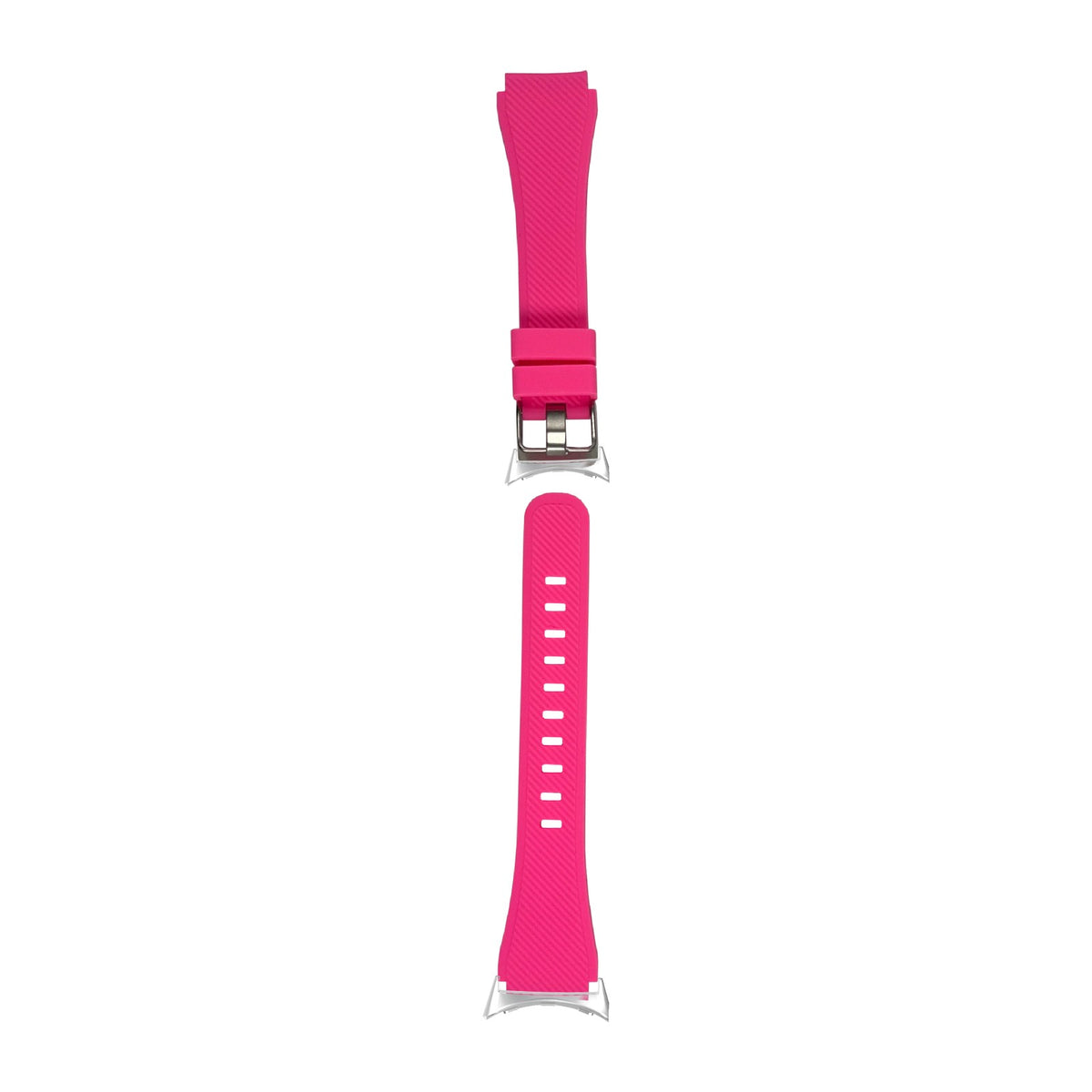 Flexi Silicone Barbie Pink Silver with Google Pixel Spring Bar Adapters - Wear Any 20mm Strap! for Pixel Watch 3-5 45mm