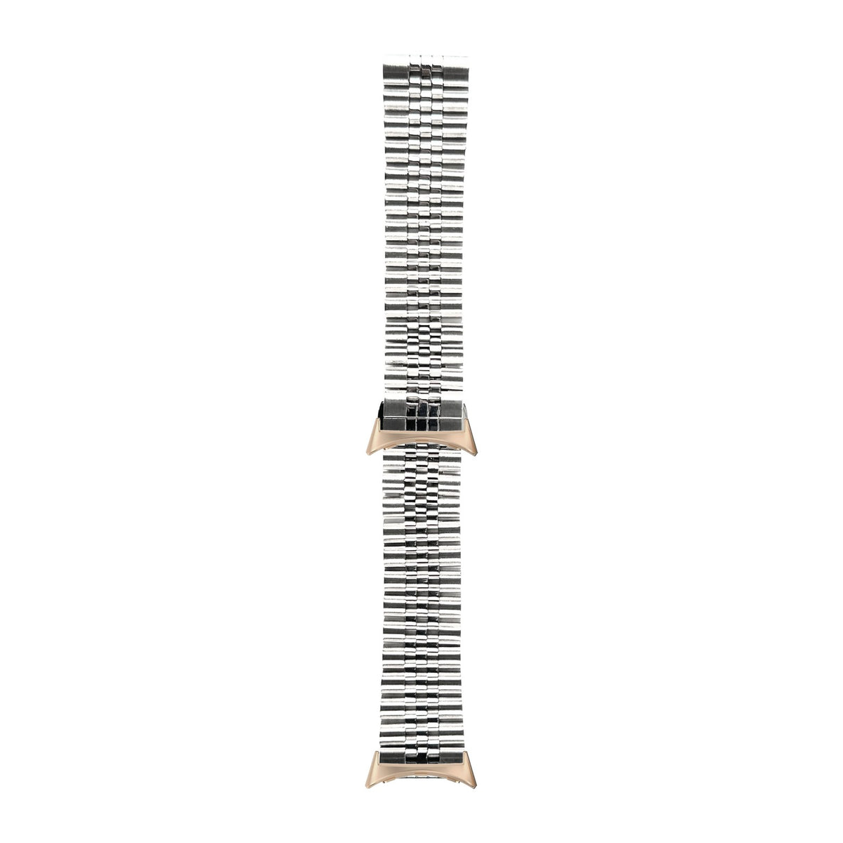 Jubilee Bracelet - Silver Rose Gold with Google Pixel Spring Bar Adapters - Wear Any 20mm Strap! for Pixel Watch 3-5 45mm