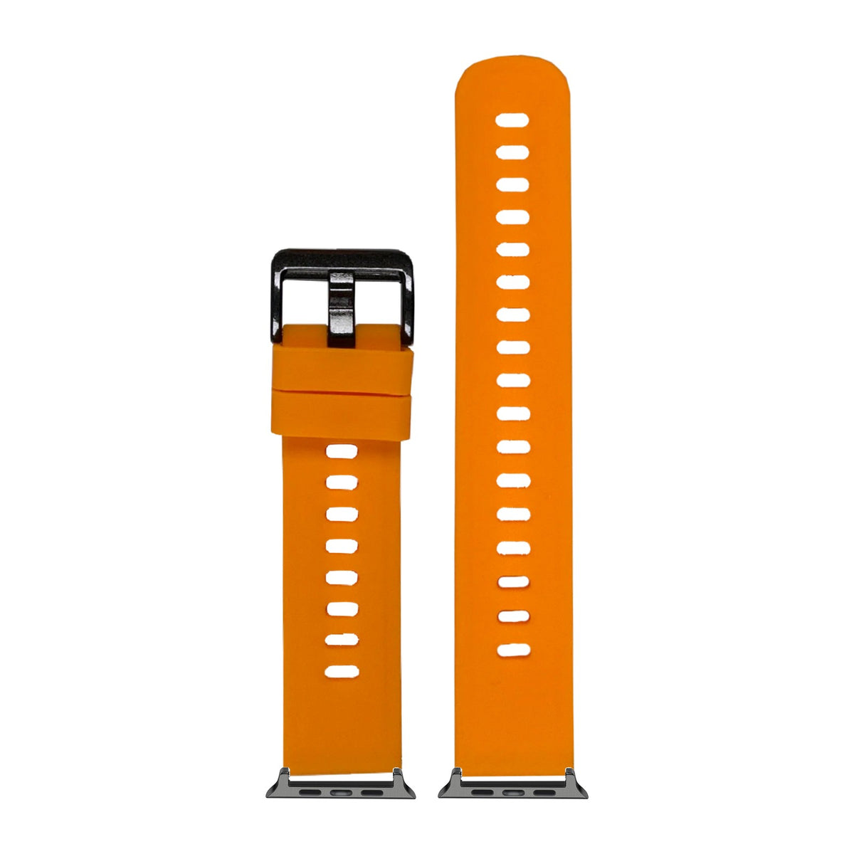 Flexi Silicone 3 Apricot Orange Black with Black Hardware with Connecters - Spring Bar Type for Apple Watch