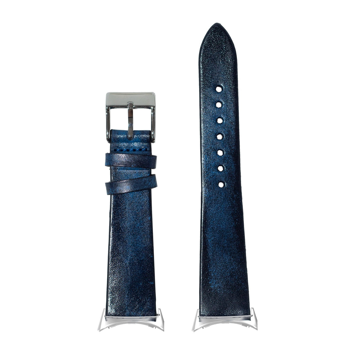 Vintage Leather - Smoked Navy Blue Silver with Google Pixel Spring Bar Adapters - Wear Any 20mm Strap! for Pixel Watch 1-5 41mm