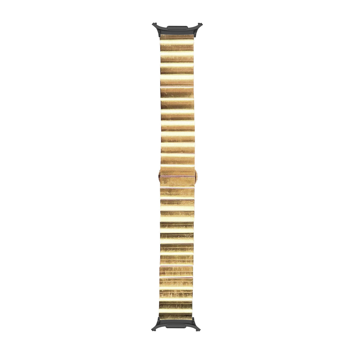Steel Bracelet (Gold) - Deployment Clasp 3 Black with Strap Adapter for Galaxy Watch 8-9/Ultra