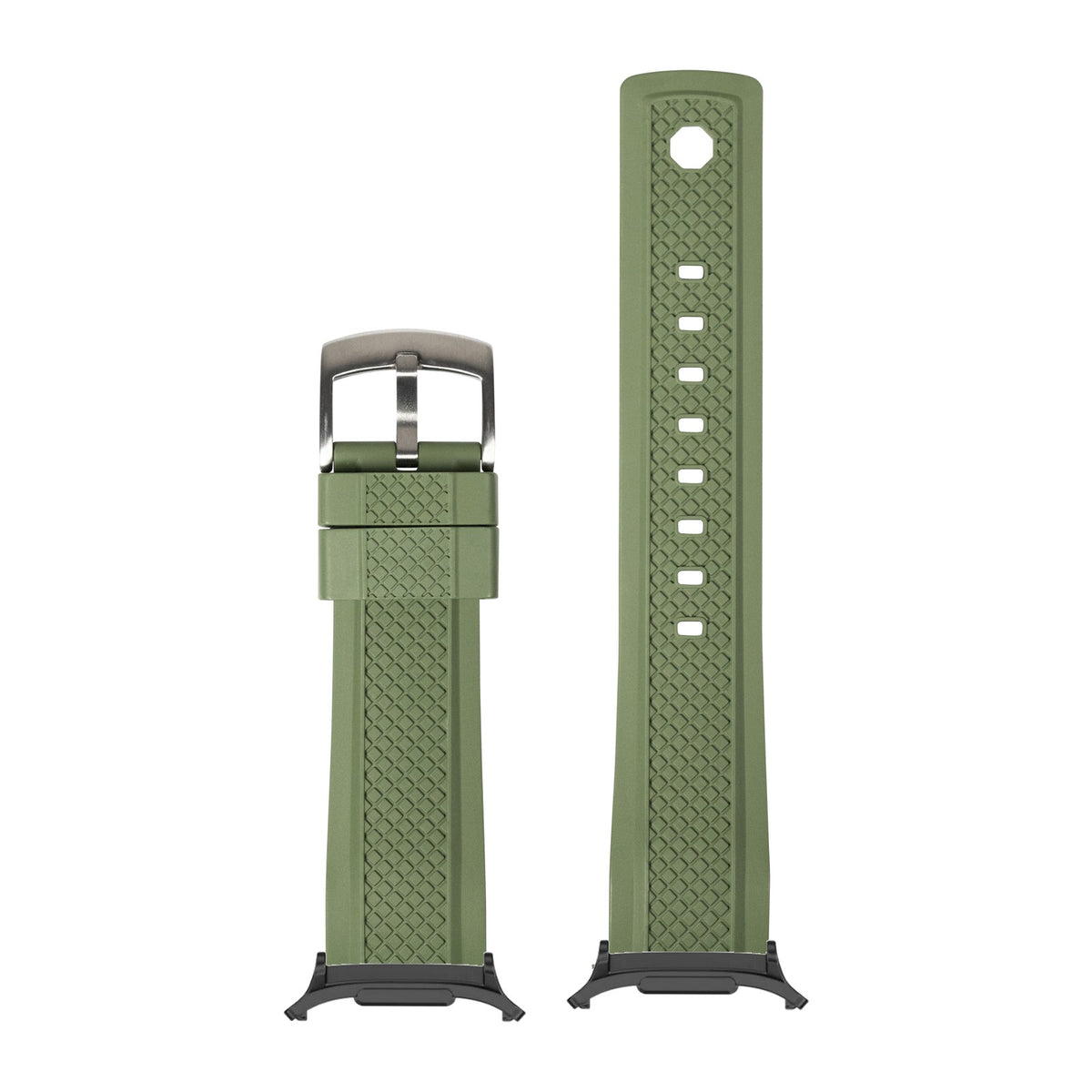 GridLock FKM Rubber - Forest Green for the Galaxy Watch 8, 9 and Ultra with adapter fitted