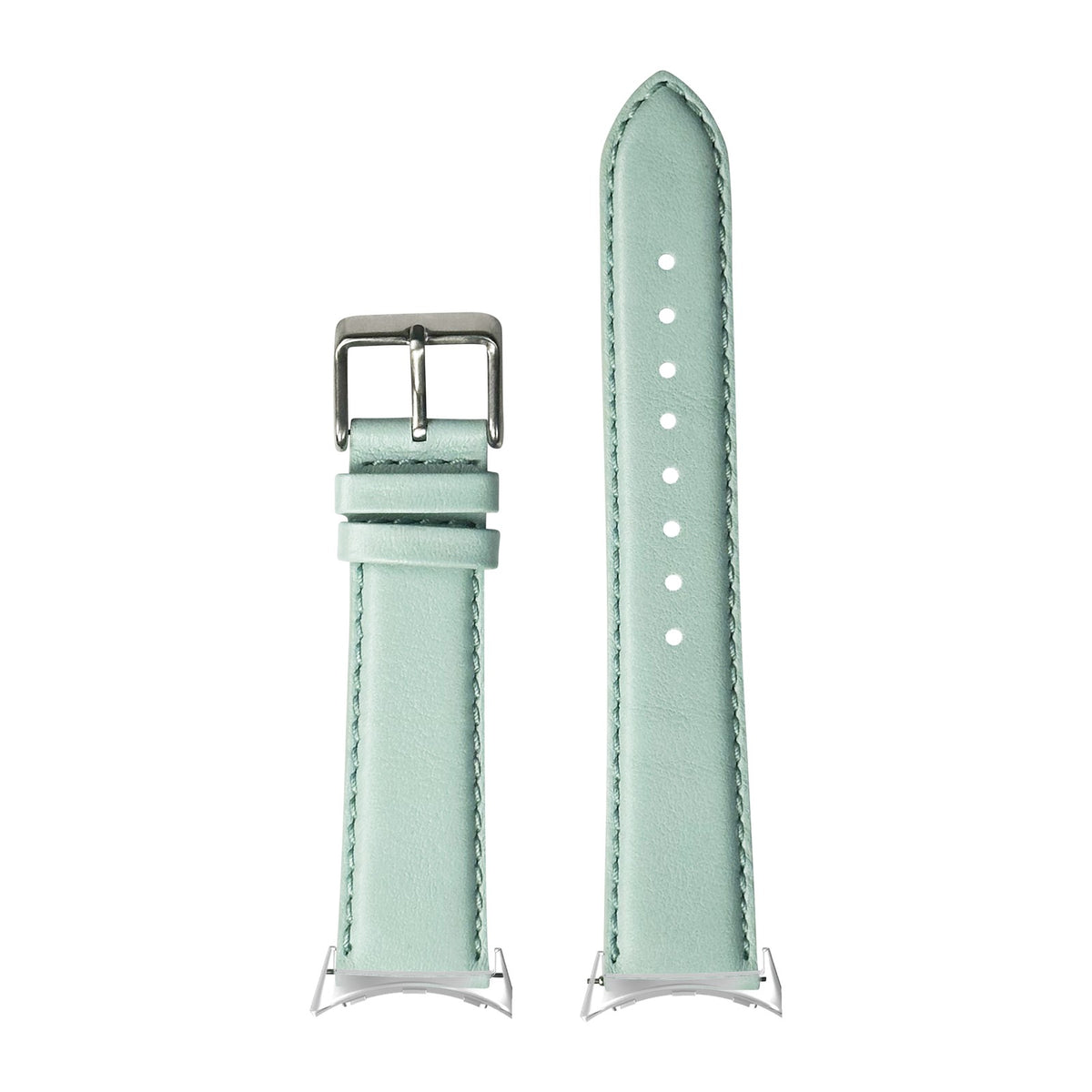 Padded Leather - Light Tiffany Blue Silver with Google Pixel Spring Bar Adapters - Wear Any 20mm Strap! for Pixel Watch 3-5 45mm