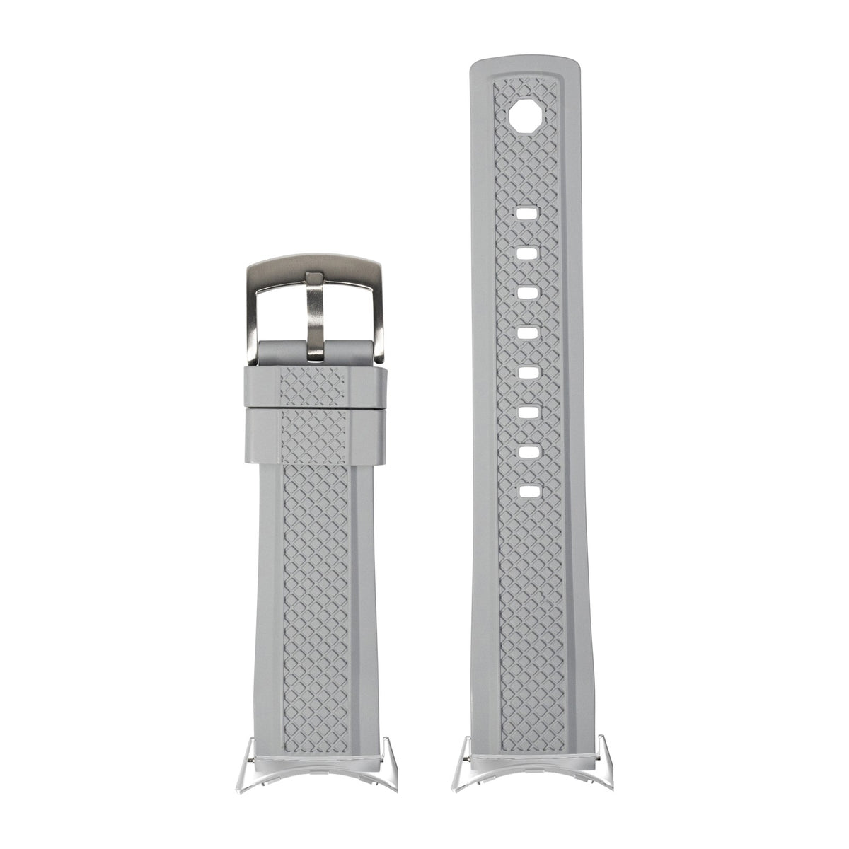 GridLock FKM Rubber - Grey Silver with Google Pixel Spring Bar Adapters - Wear Any 20mm Strap! for Pixel Watch 3-5 45mm