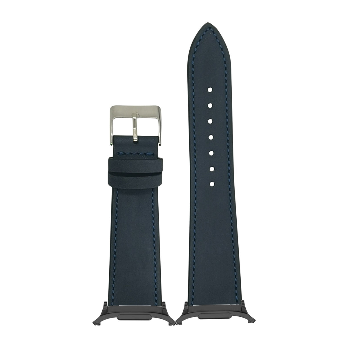 Nubuck Leather - Navy Blue for the Galaxy Watch 8, 9 and Ultra with adapter fitted