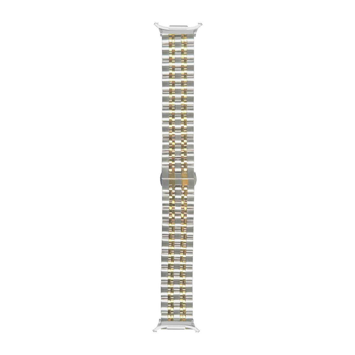 Steel Bracelet (Silver/Gold) - Deployment Clasp 2 Silver with Strap Adapter for Galaxy Watch 8-9/Ultra