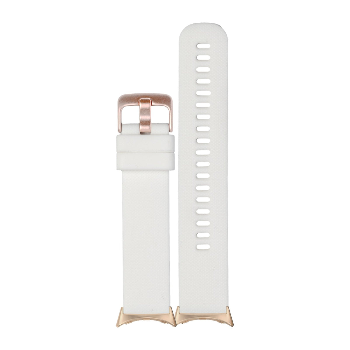 Classic Silicone White Rose Gold Rose Gold with Google Pixel Spring Bar Adapters - Wear Any 20mm Strap! for Pixel Watch 1-5 41mm
