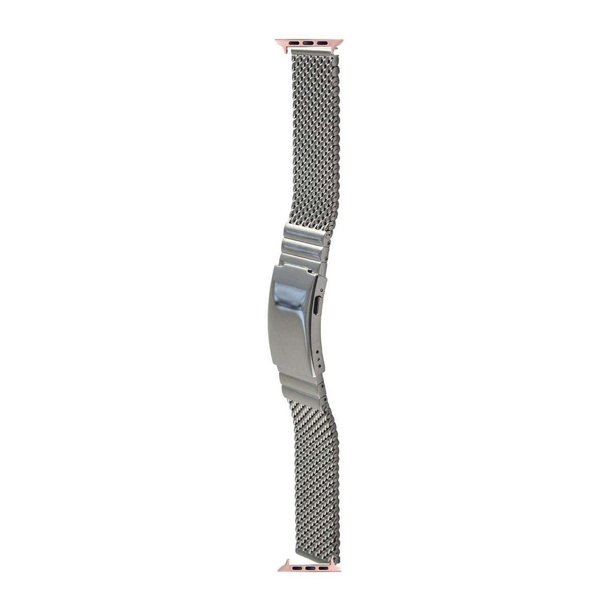 Milanese Link Rose Gold with Button Clasp 2792 - Silver with Connecters - Spring Bar Type for Apple Watch