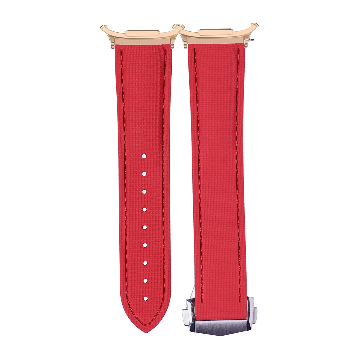 Textured FKM Rubber Red Rose Gold with Strap Adapter for Galaxy Watch 8-9/Ultra