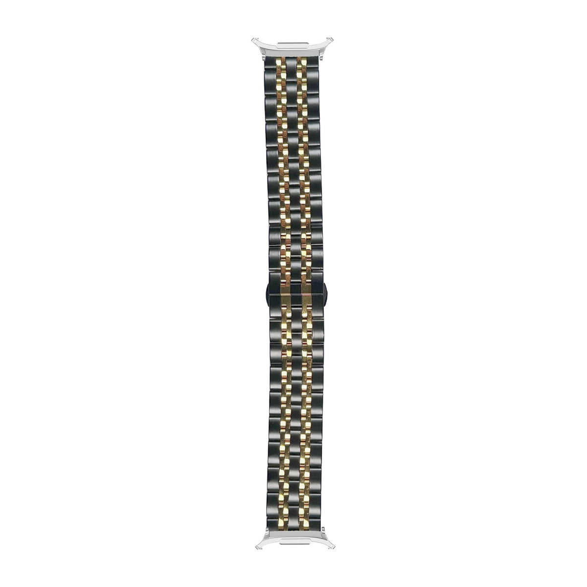 Steel Bracelet Deployant Clasp 2 - Black / Gold Silver with Strap Adapter for Galaxy Watch 8-9/Ultra