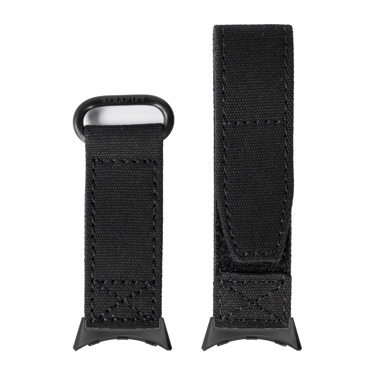Military Velcro - Stealth Black Black with Google Pixel Spring Bar Adapters - Wear Any 20mm Strap! for Pixel Watch 3-5 45mm