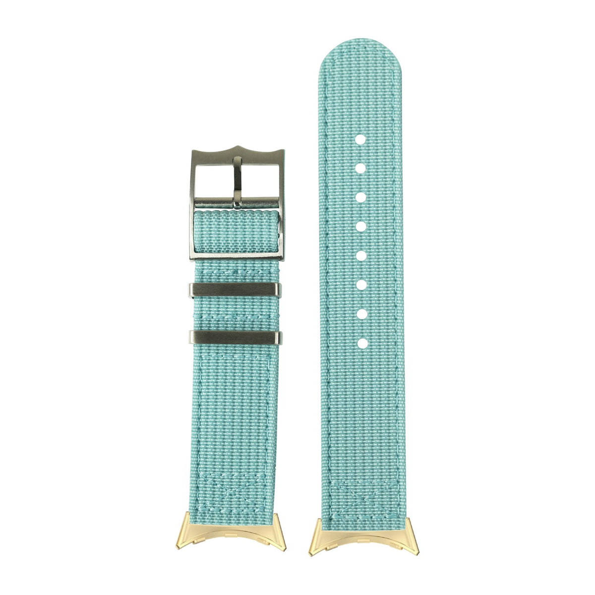 Alpha Militex - Tiffany Blue Silver Gold with Google Pixel Spring Bar Adapters - Wear Any 20mm Strap! for Pixel Watch 3-5 45mm