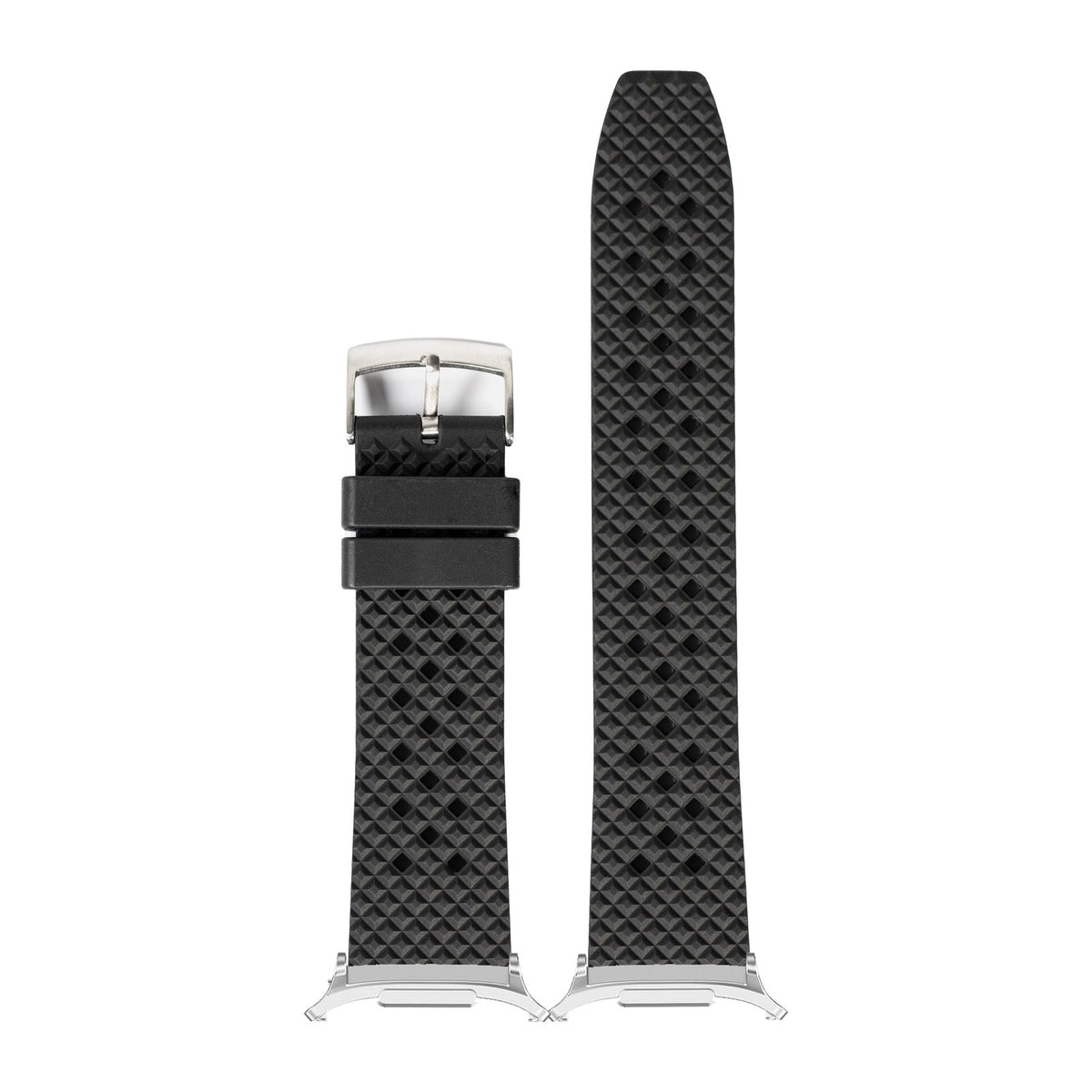 King Honeycomb FKM Rubber - Black Silver with Strap Adapter for Galaxy Watch 8-9/Ultra