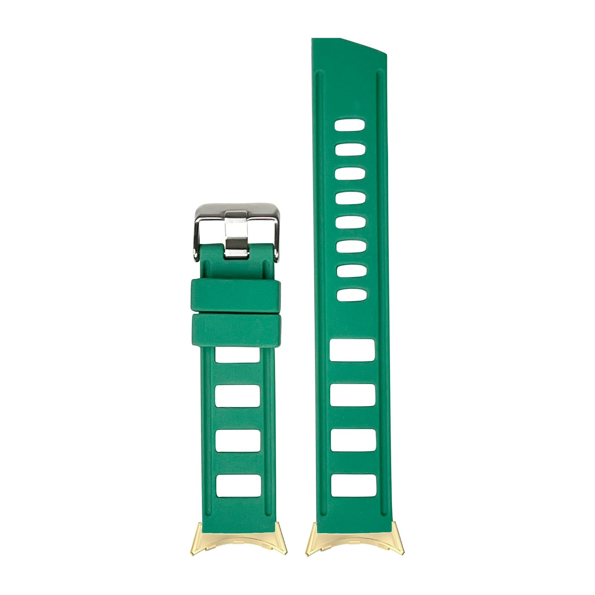 Iso Silicone Green Gold with Google Pixel Spring Bar Adapters - Wear Any 20mm Strap! for Pixel Watch 3-5 45mm