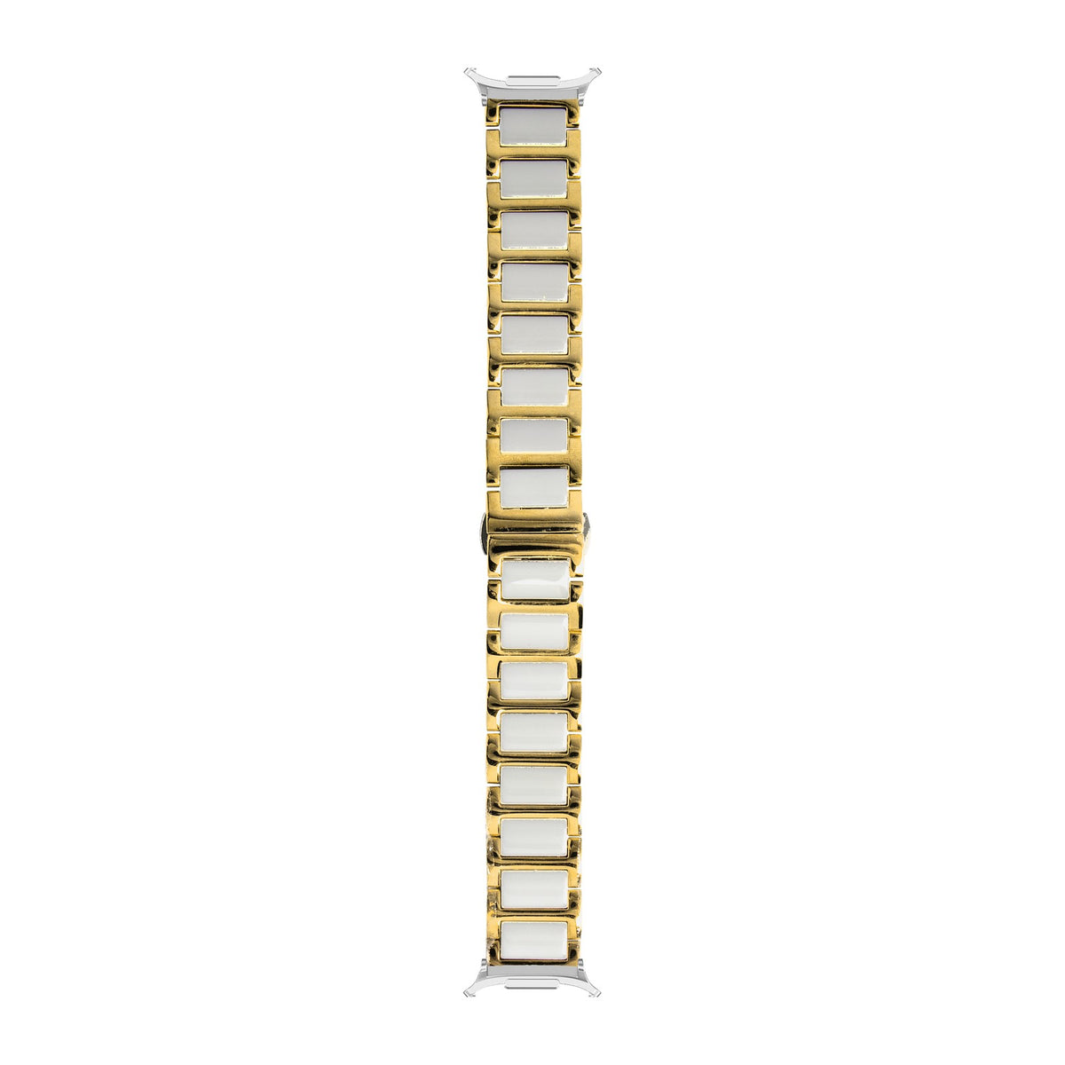 Ceramic Bracelet - Gold / White Silver with Strap Adapter for Galaxy Watch 8-9/Ultra