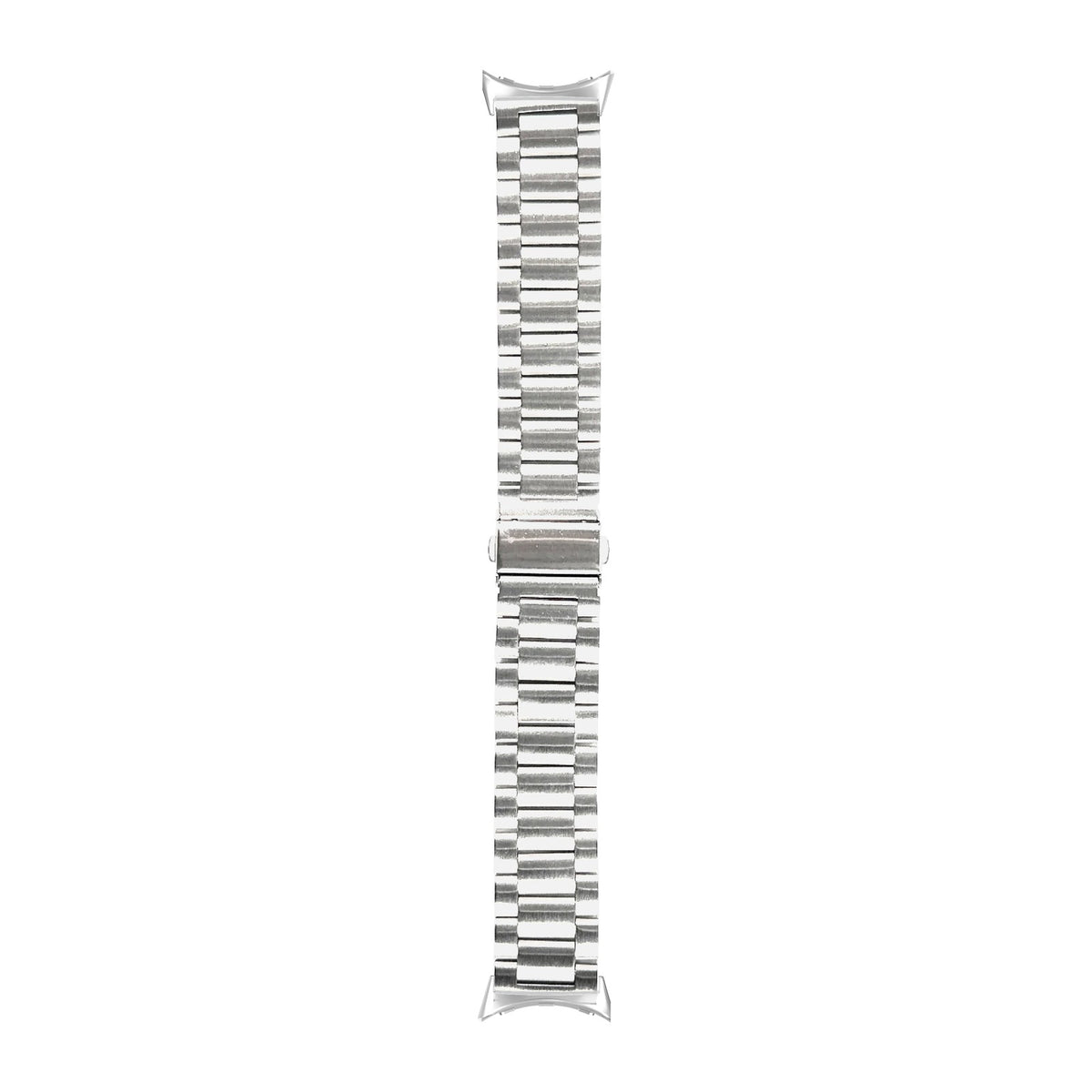 Steel Bracelet Silver with Deployant Clasp - Silver with Google Pixel Spring Bar Adapters - Wear Any 20mm Strap! for Pixel Watch 1-5 41mm