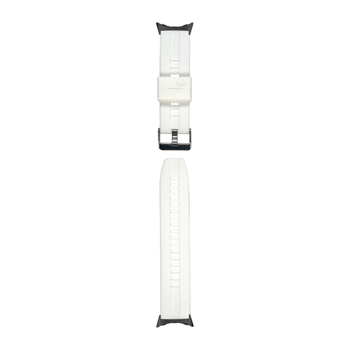 Flexi Silicone 2 White Black with Google Pixel Spring Bar Adapters - Wear Any 20mm Strap! for Pixel Watch 3-5 45mm