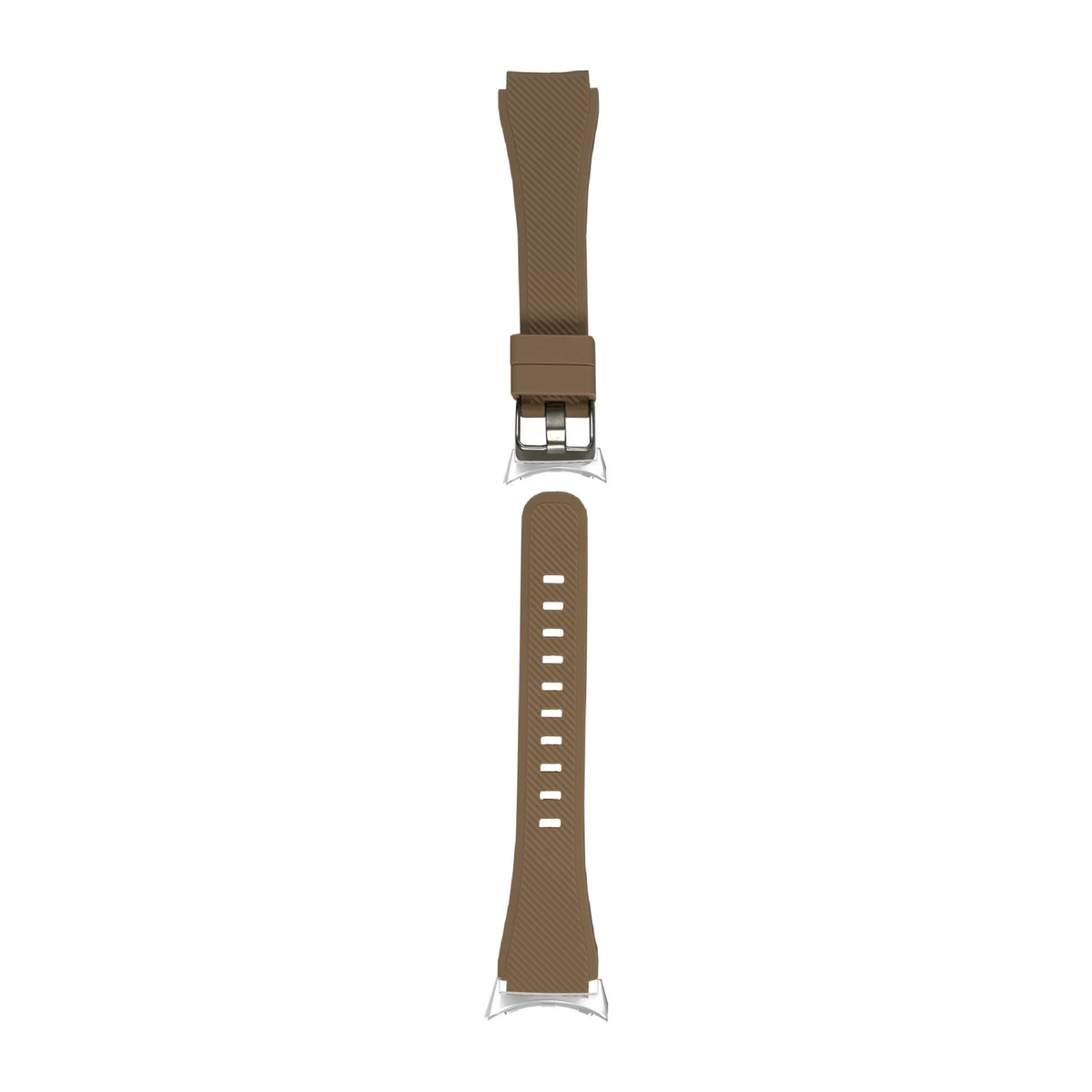 Flexi Silicone Tan Silver with Google Pixel Spring Bar Adapters - Wear Any 20mm Strap! for Pixel Watch 1-5 41mm
