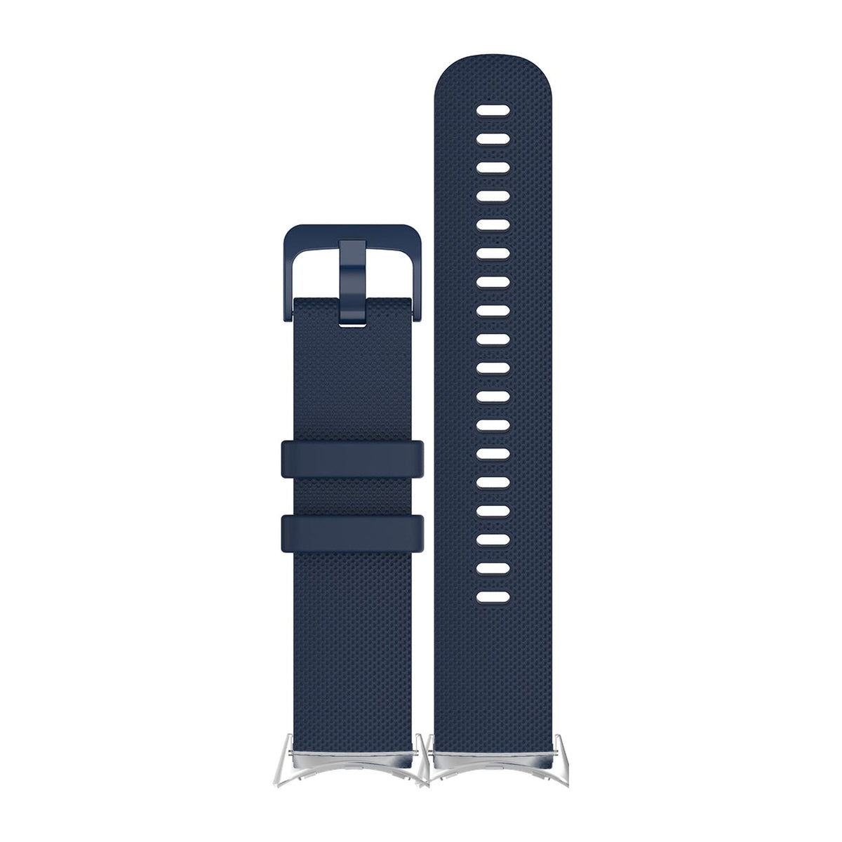 Classic Silicone Navy Blue Matching Silver with Google Pixel Spring Bar Adapters - Wear Any 20mm Strap! for Pixel Watch 3-5 45mm