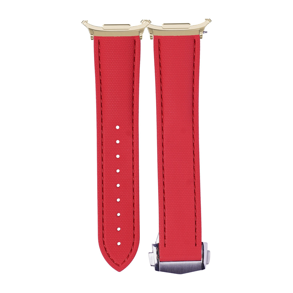 Textured FKM Rubber Red Gold with Strap Adapter for Galaxy Watch 8-9/Ultra