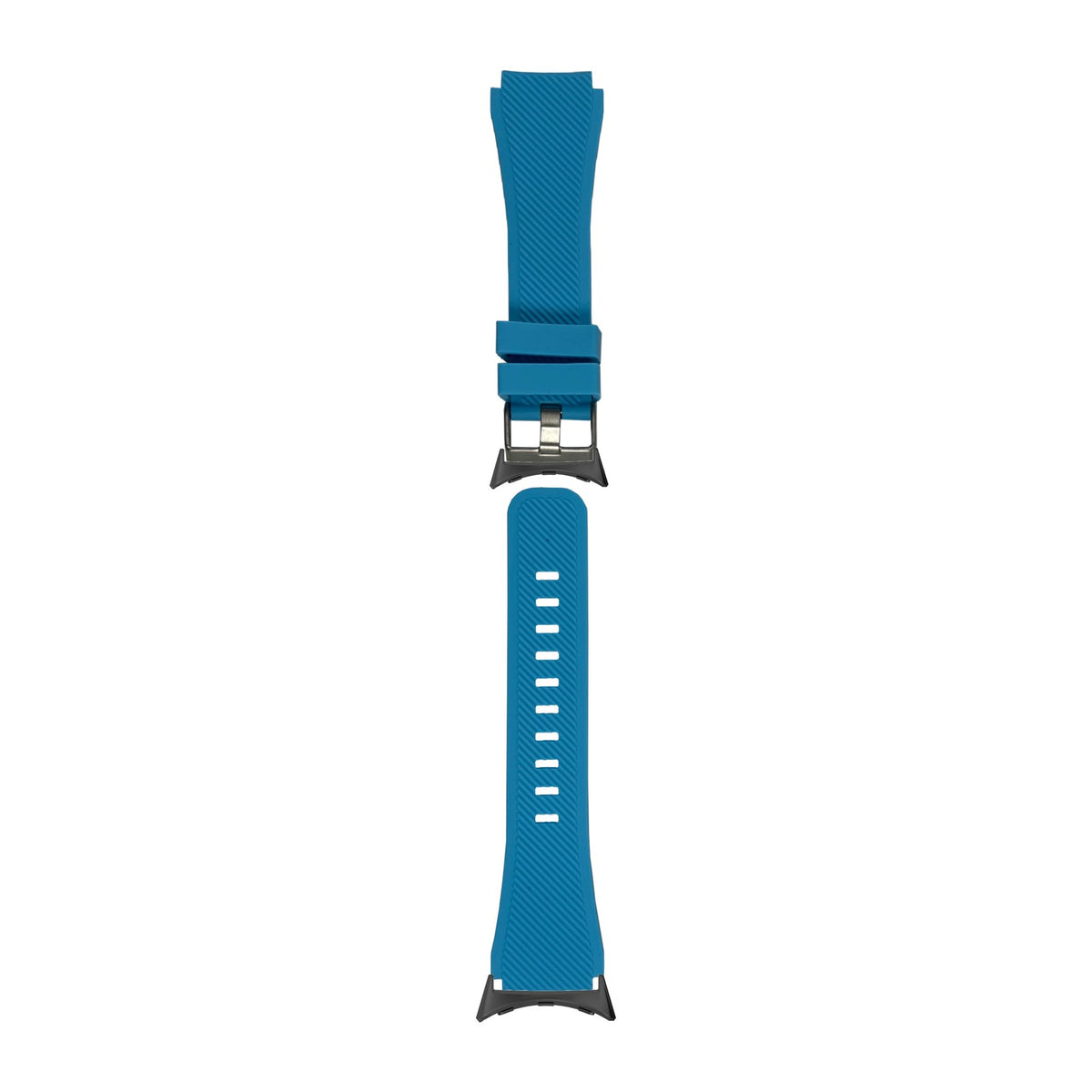 Flexi Silicone Sky Blue Black with Google Pixel Spring Bar Adapters - Wear Any 20mm Strap! for Pixel Watch 1-5 41mm