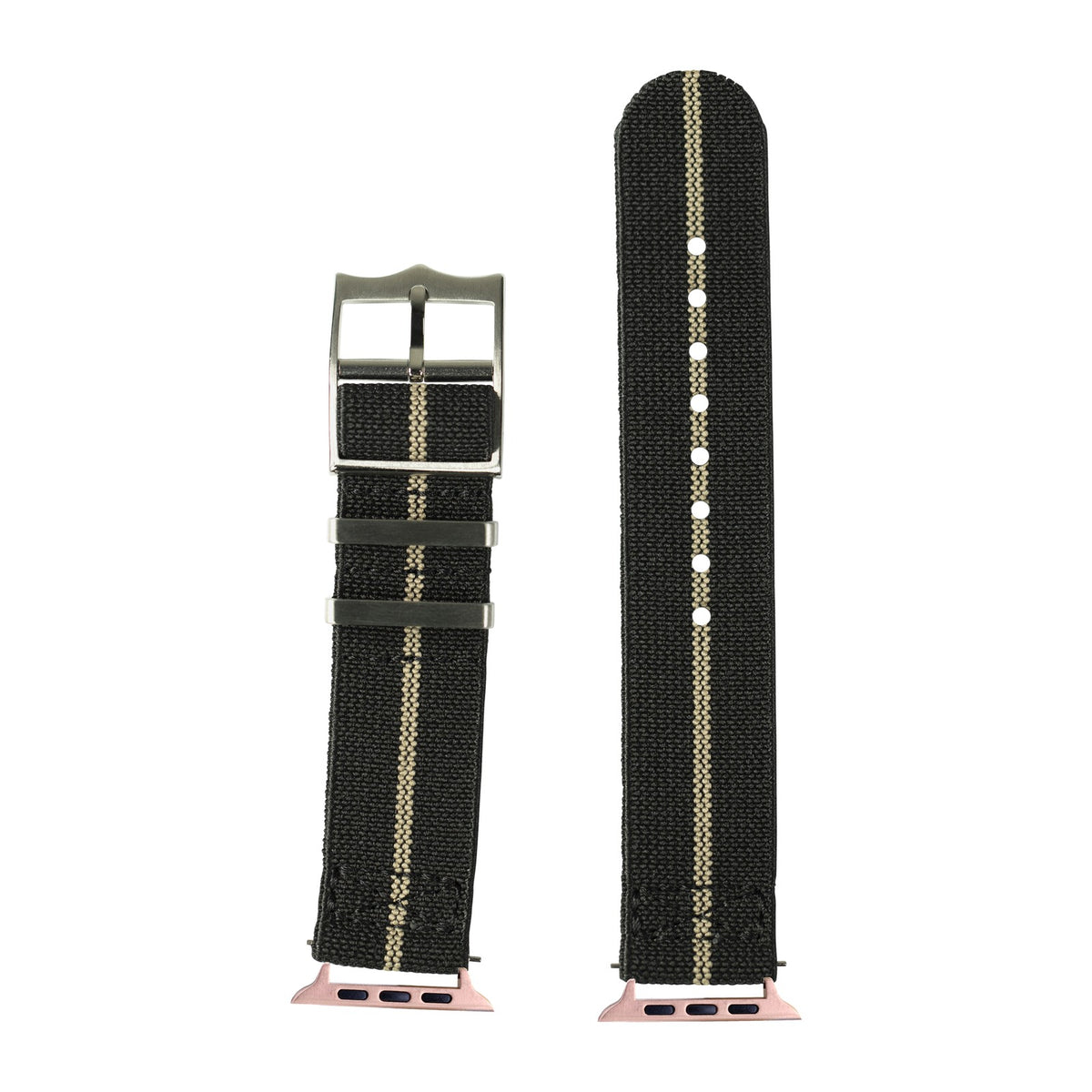 ElastoFlex - Black/Wheat Rose Gold with Connecters - Spring Bar Type for Apple Watch