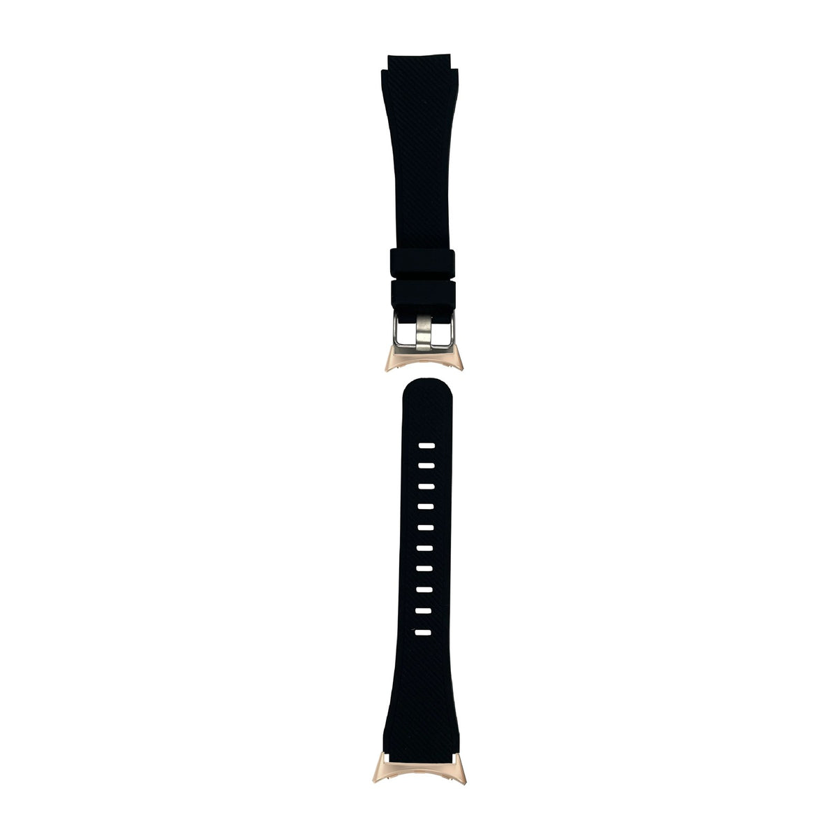 Flexi Silicone Black Rose Gold with Google Pixel Spring Bar Adapters - Wear Any 20mm Strap! for Pixel Watch 3-5 45mm