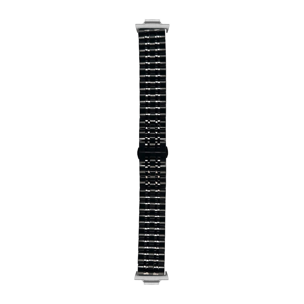 Steel Bracelet (Black) - Deployant Clasp 2 Silver with Strap Adapter for Tissot PRX 40