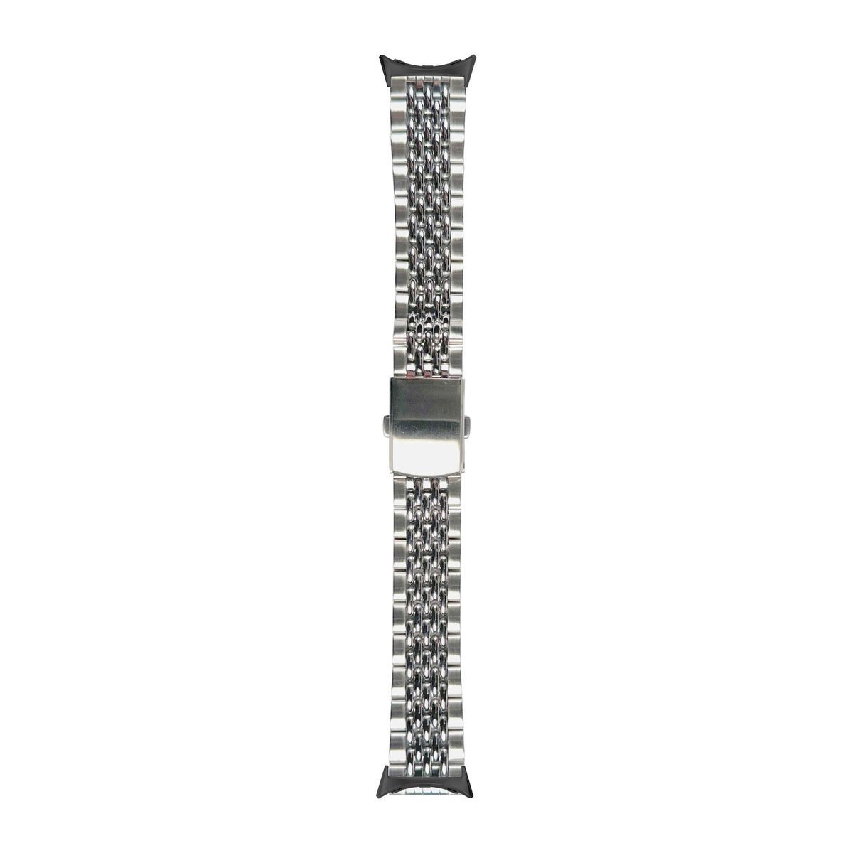 Steel Bracelet - Beads of Rice Silver Black with Google Pixel Spring Bar Adapters - Wear Any 20mm Strap! for Pixel Watch 1-5 41mm