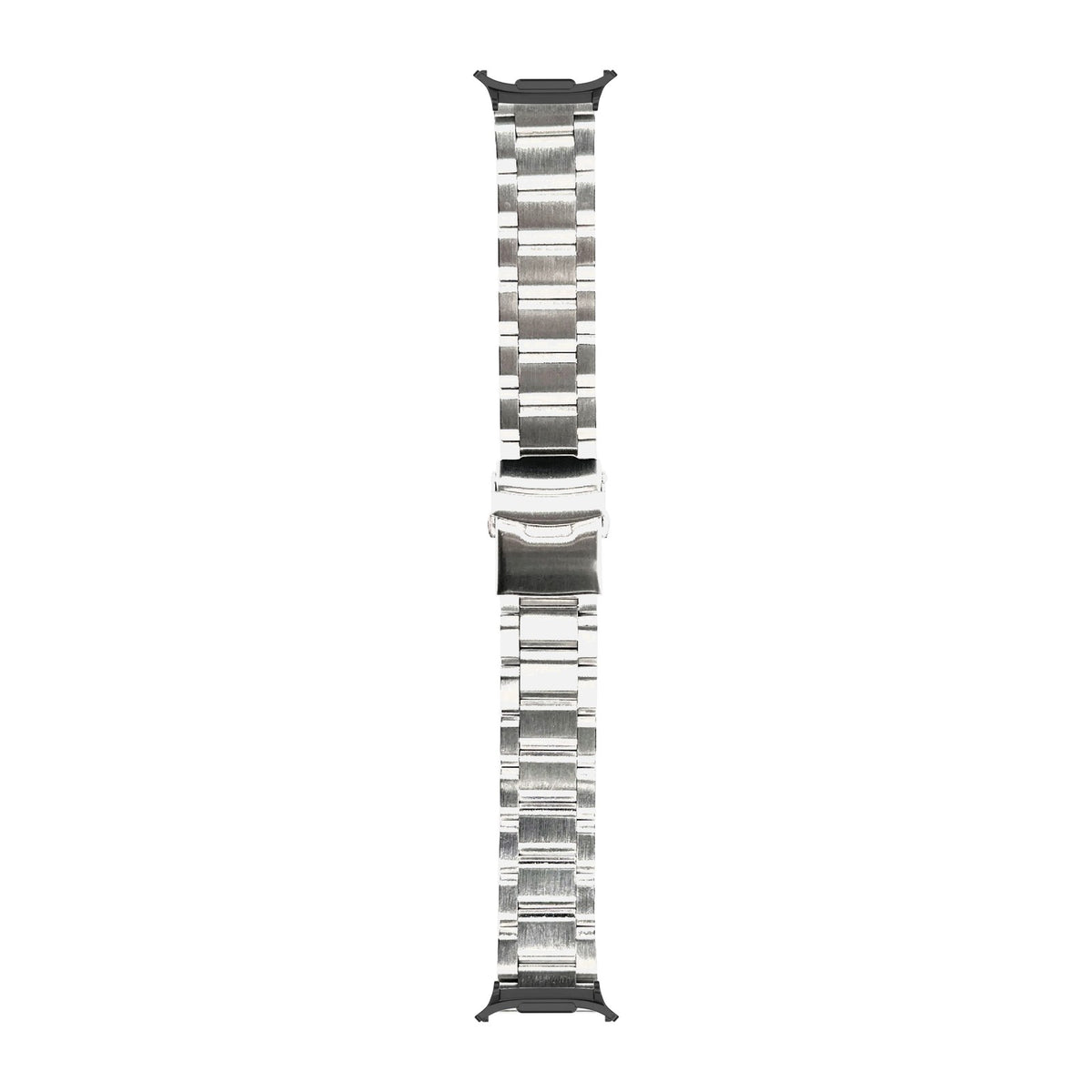 Steel Bracelet - Hex Link Silver Black with Safety Deployant Clasp with Strap Adapter for Galaxy Watch 8-9/Ultra