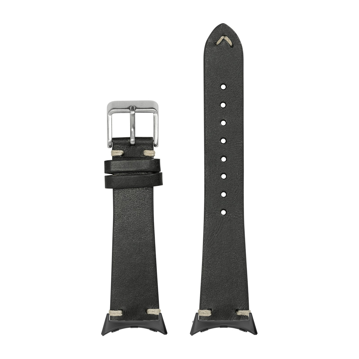 Vintage Knotted Leather - Black Black with Google Pixel Spring Bar Adapters - Wear Any 20mm Strap! for Pixel Watch 1-5 41mm
