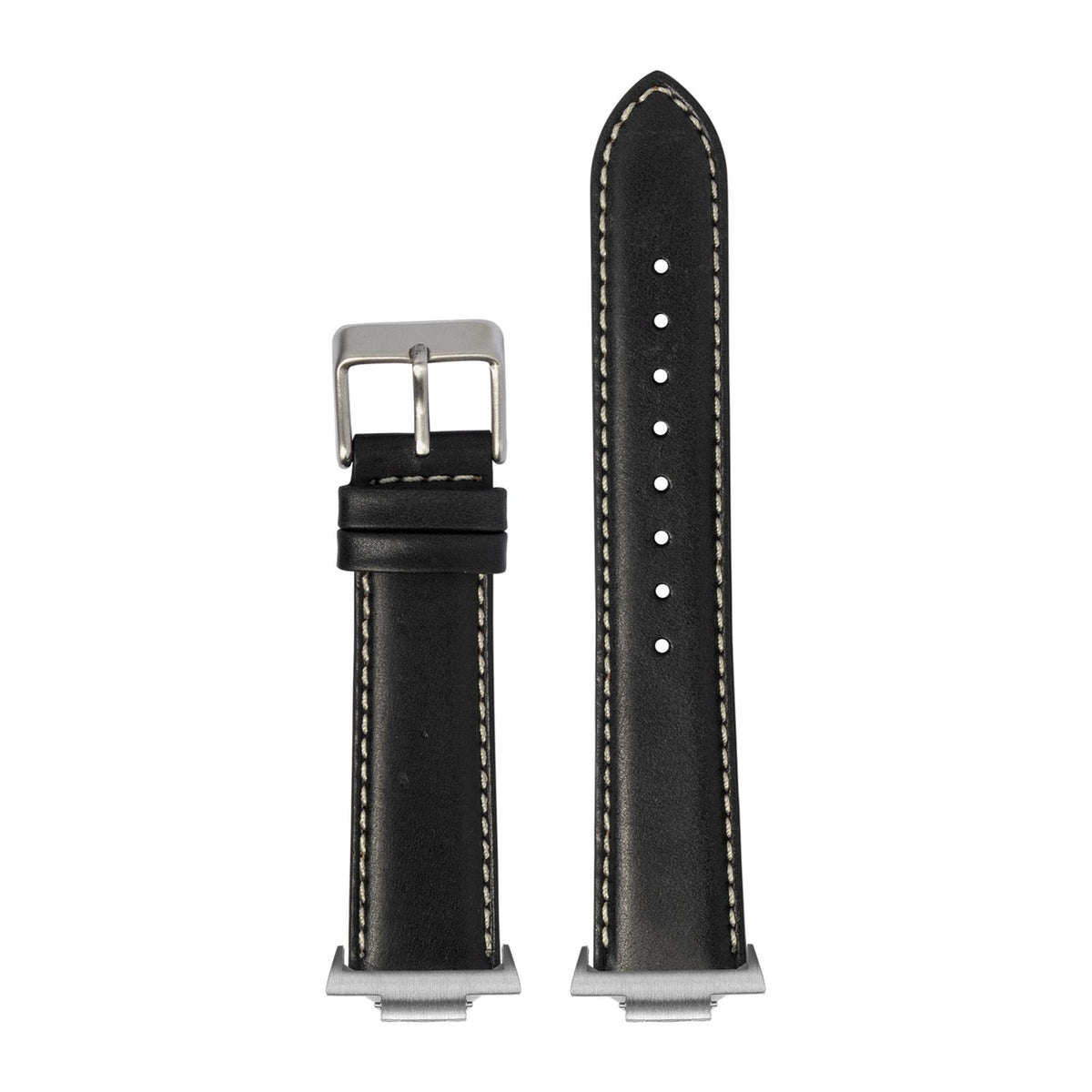 Padded Leather - Black | White Stitching Silver with Strap Adapter for Tissot PRX 40