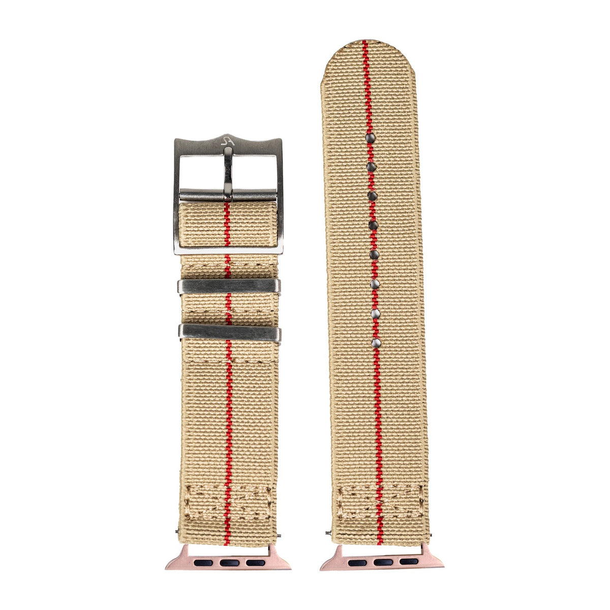 ElastoFlex - Desert Sand/Red Rose Gold with Connecters - Spring Bar Type for Apple Watch