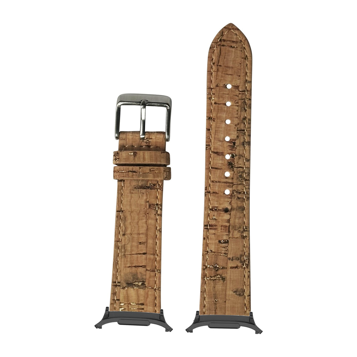 Cork Vegan Leather Strap - Brown for the Galaxy Watch 8, 9 and Ultra with adapter fitted