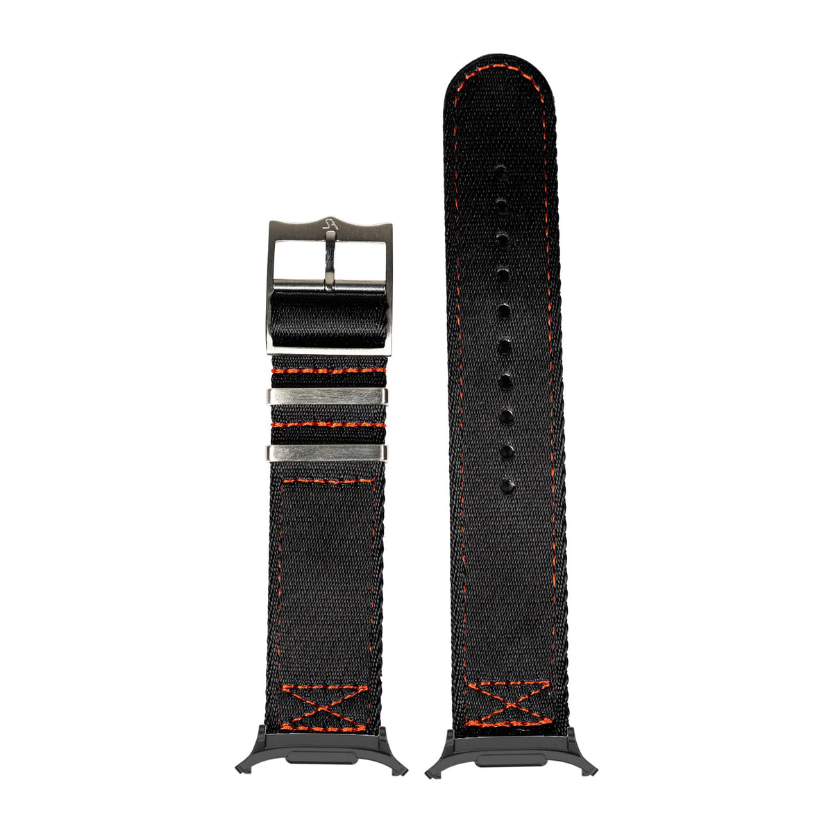 Ultra Militex - Black / Red Stitching for the Galaxy Watch 8, 9 and Ultra with adapter fitted