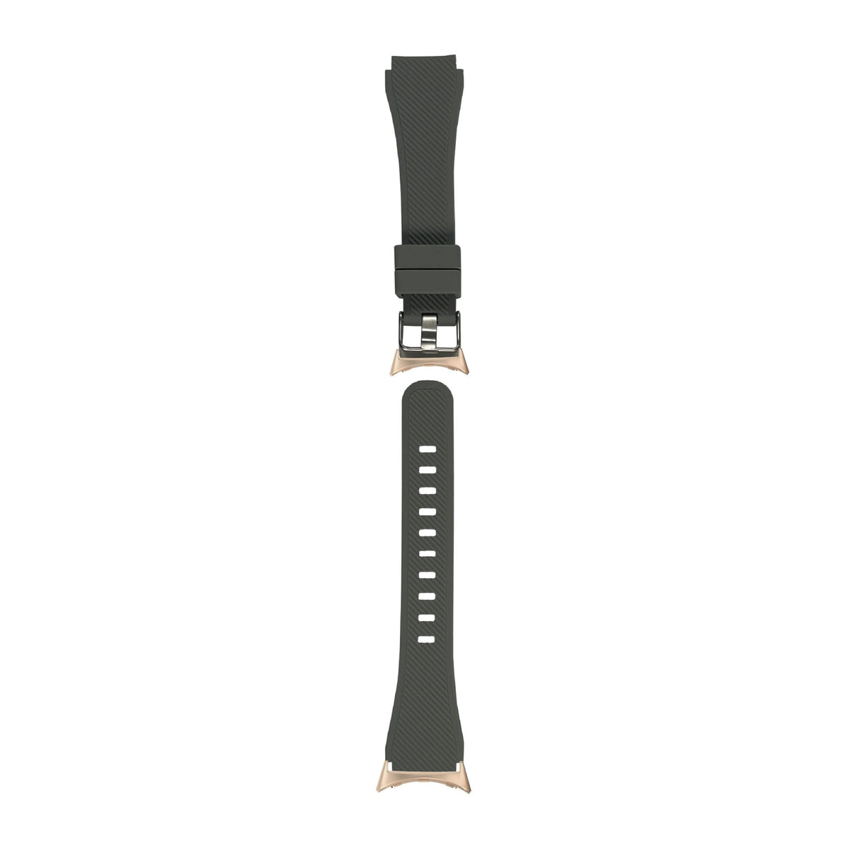 Flexi Silicone Grey Rose Gold with Google Pixel Spring Bar Adapters - Wear Any 20mm Strap! for Pixel Watch 1-5 41mm