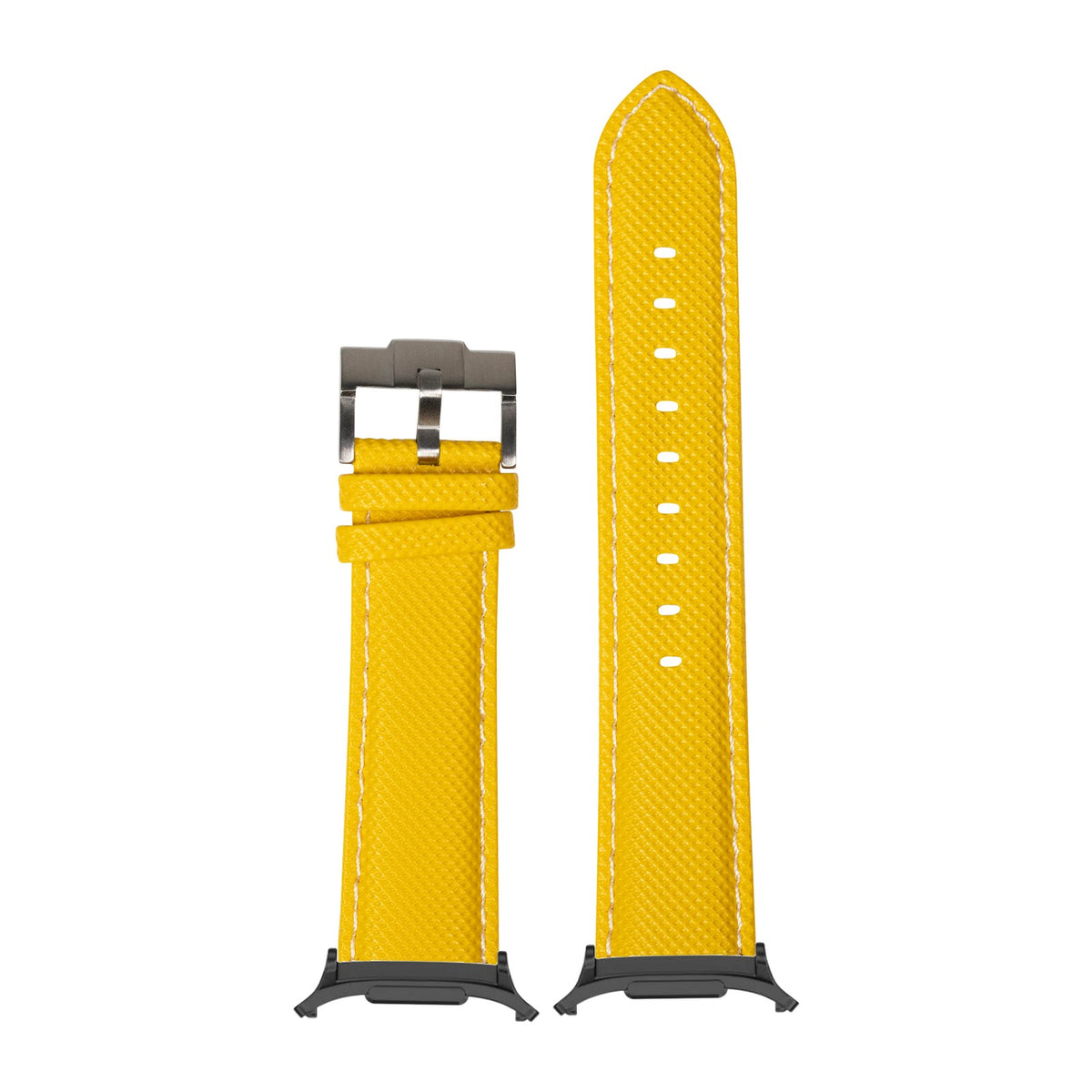 Sailcloth - Yellow with White Stitching for the Galaxy Watch 8, 9 and Ultra with adapter fitted