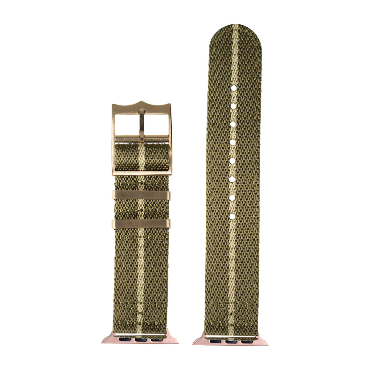 Cross Militex - Olive Green / Wheat Rose Gold Hardware Rose Gold with Connecters - Spring Bar Type for Apple Watch