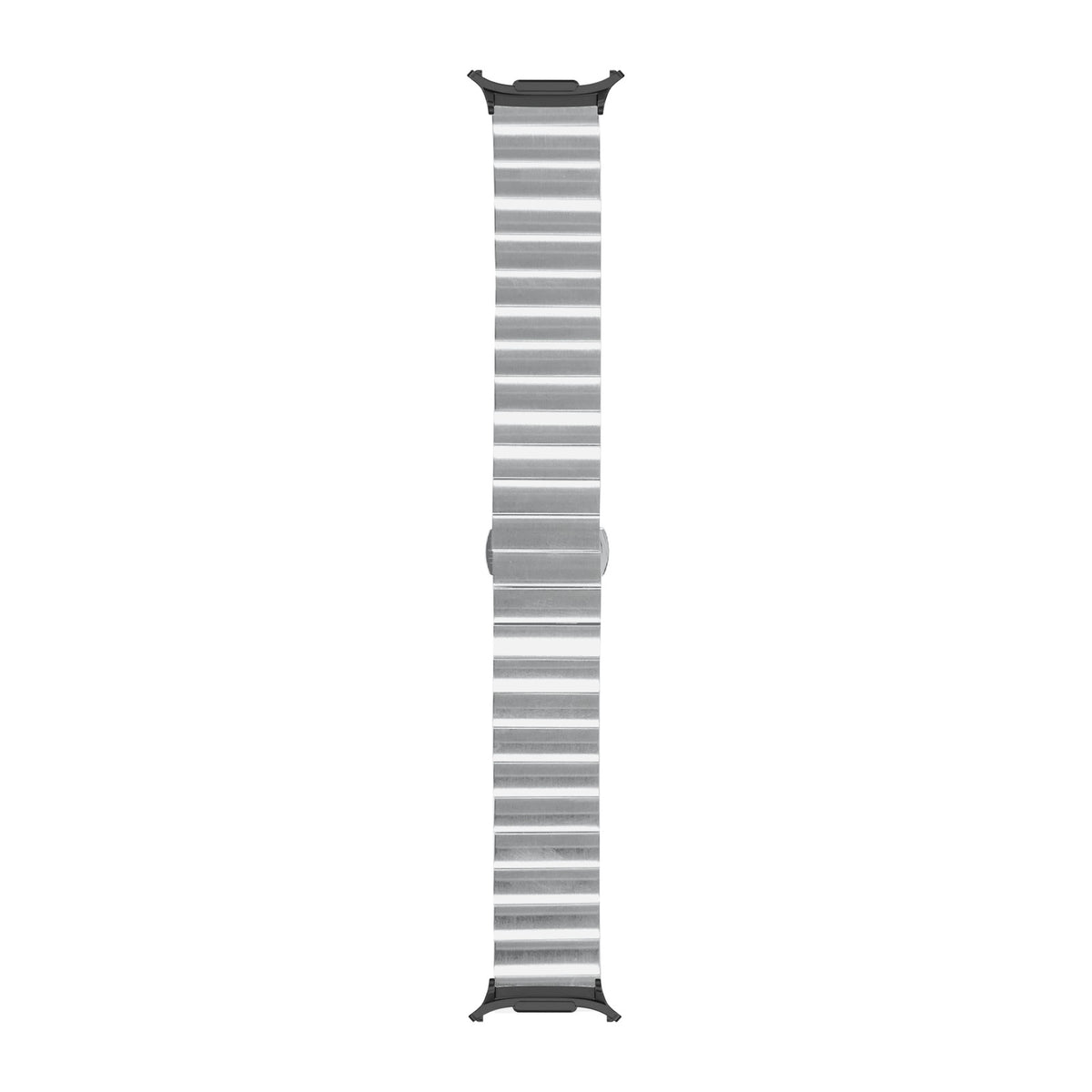 Steel Bracelet (Silver) - Deployment Clasp 3 Black with Strap Adapter for Galaxy Watch 8-9/Ultra