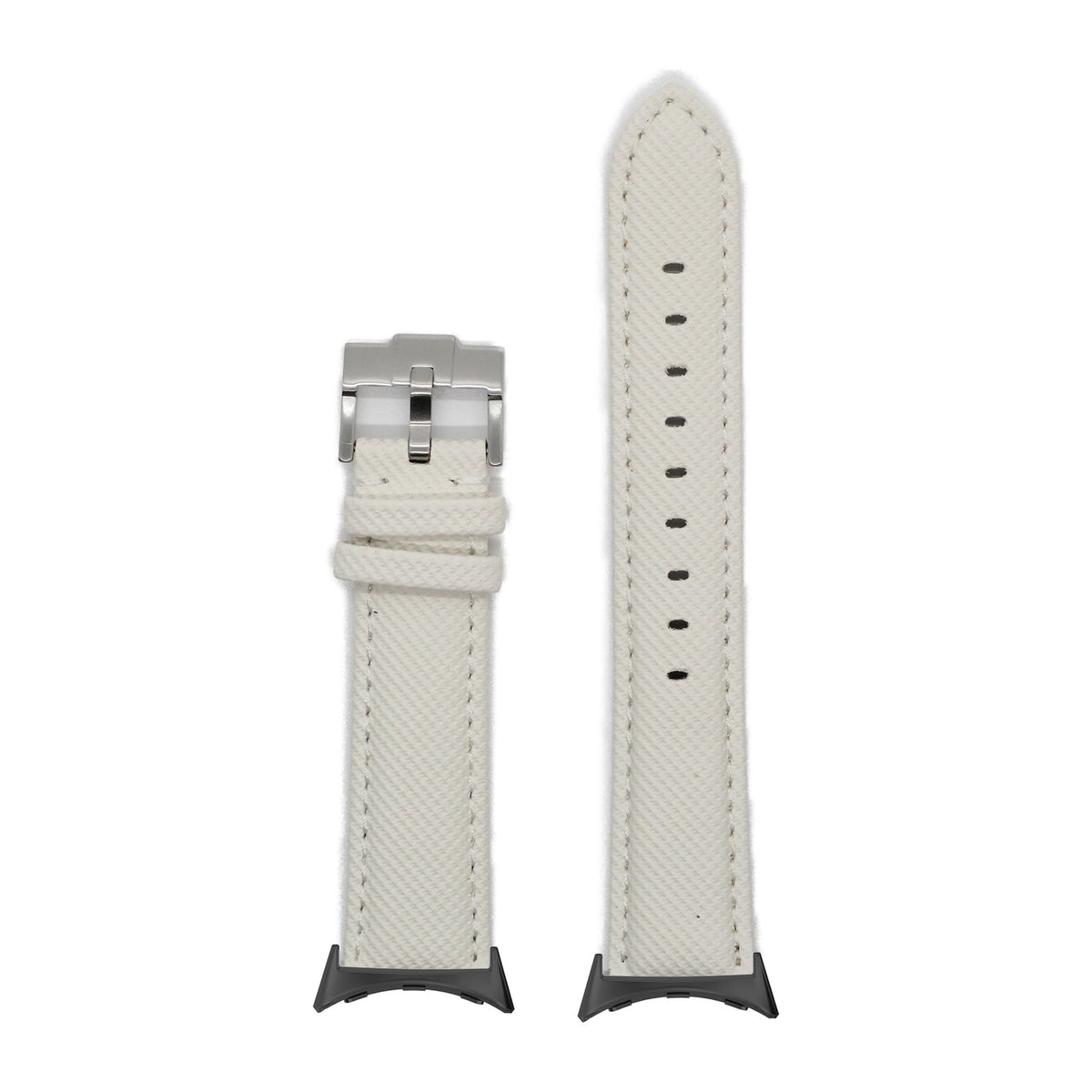 Sailcloth - White with Google Pixel Spring Bar Adapters - Wear Any 20mm Strap! for Pixel Watch 1-5 41mm
