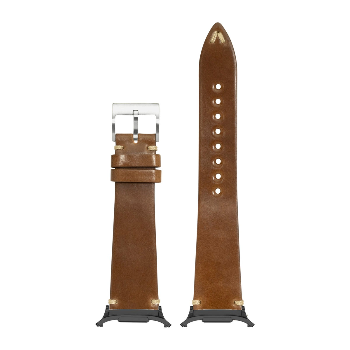 Horween Shell Cordovan - Vintage - Bourbon Black with Strap Adapter for Galaxy Watch 8-9/Ultra